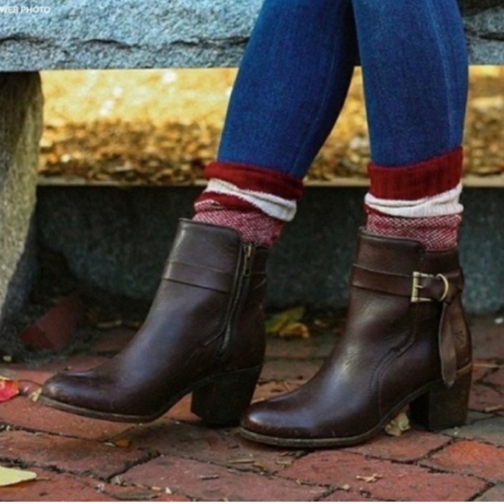 Frye Women’s Malorie Knotted Leather Ankle Boot - Brown Leather - Size 7.5